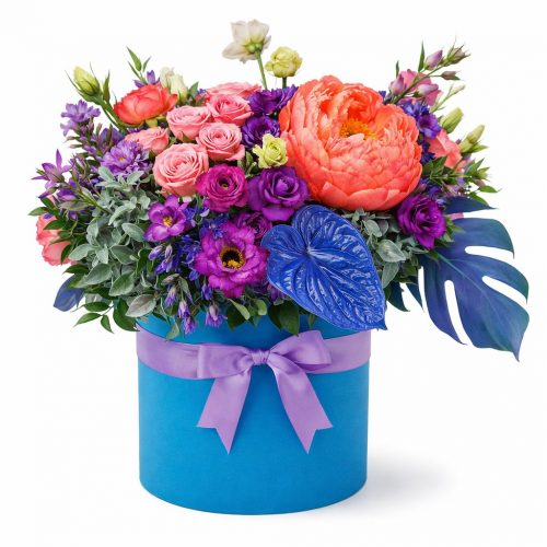 Цветы в шляпной коробке «Сафари»