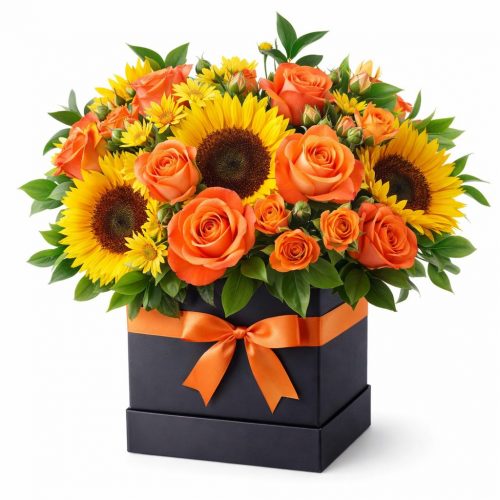 Цветы в коробке «Летний закат»