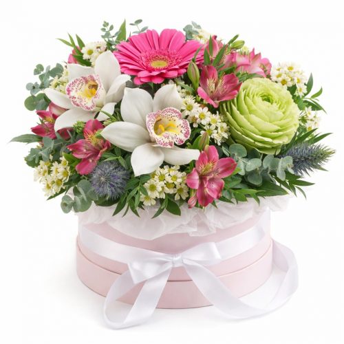 Цветы в коробке «Нежный рассвет»