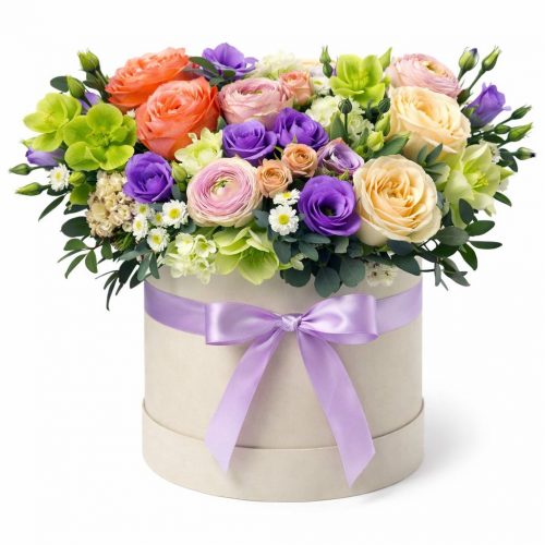 Цветы в шляпной коробке «Саванна»