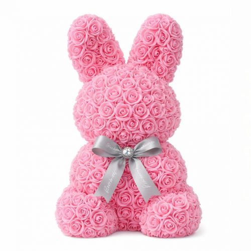 Заяц из роз розовый